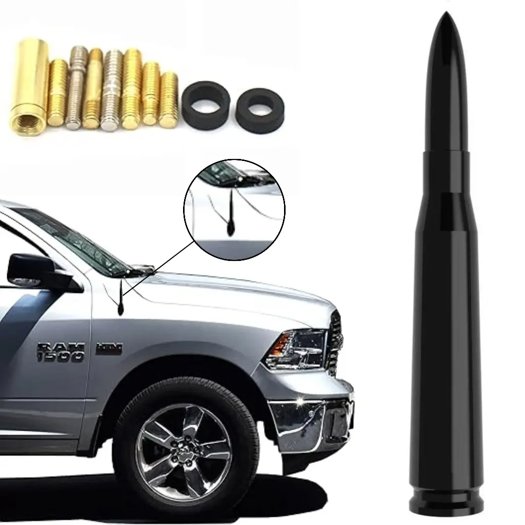 Car Truck Bullet Antenna, Auto Antenna Mast, Suitable for GM Chevy Silverado 1500 2500 3500 HD Avalanche GMC Sierra 1500 2500 3500 Denali Heavy Duty Pickup Trucks Accessories