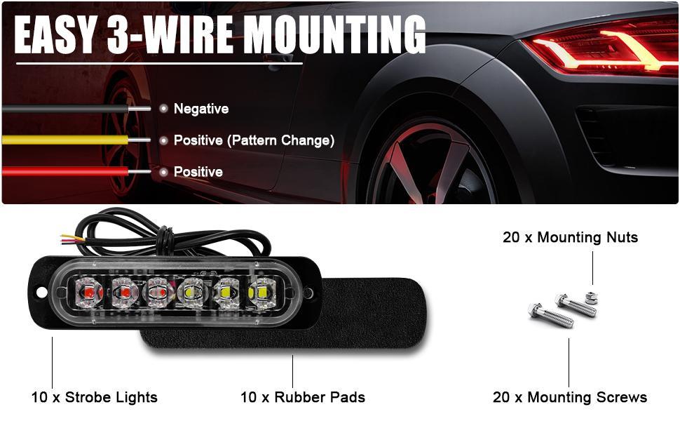 DIBMS LED Signal Strobe Lights - Red and White Flashing Signal Light for Construction and Hazard, Dual Color LED Stroboscopic indicator Lights