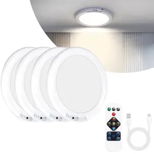 1/2/4Pcs Modern LED Ceiling Light with USB Charging, Magnetic Installation-Free, Remote Control, Tri-Color Dimming, Ideal for Living Room, Hallway, Bedroom, Home Ceiling Lighting