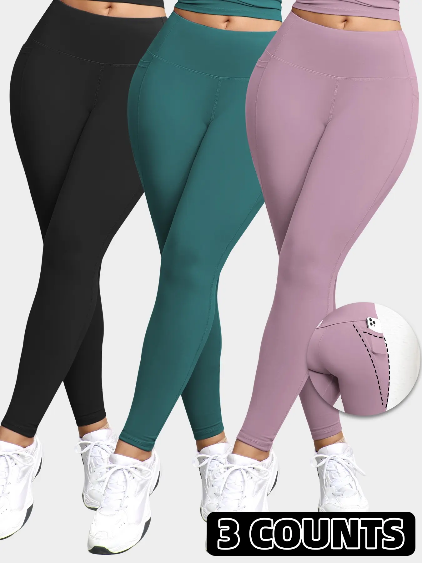 Women's High Waist Yoga Pants with Side Pockets, Elastic Comfort, Perfect for Fitness and Daily Wear, Running and Gym Choice, Activewear Bottoms