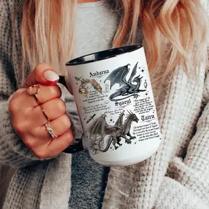 Onyx Storm Mug, Fourth Wing Dragons Tairn Andarna Dragon Rider Basgiath War College Bookish Gift for Readers