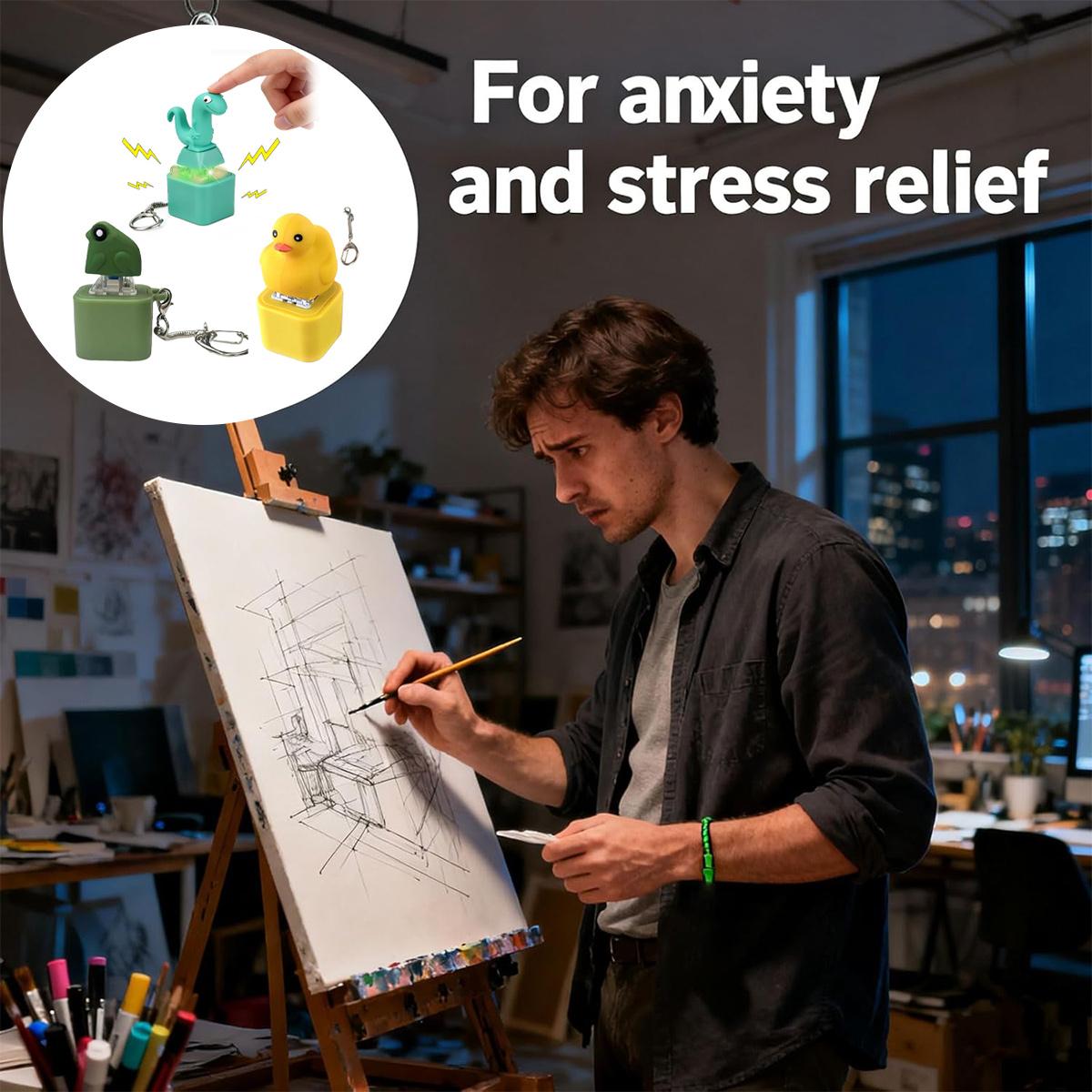 Frog Button Keychain, Rechargeable Duck Keychain Sound, Lizard Anxiety Relief Croaking Keyboard Fidget Toy, Fun Keychain with Colodful Lights, for All Holiday Gifts