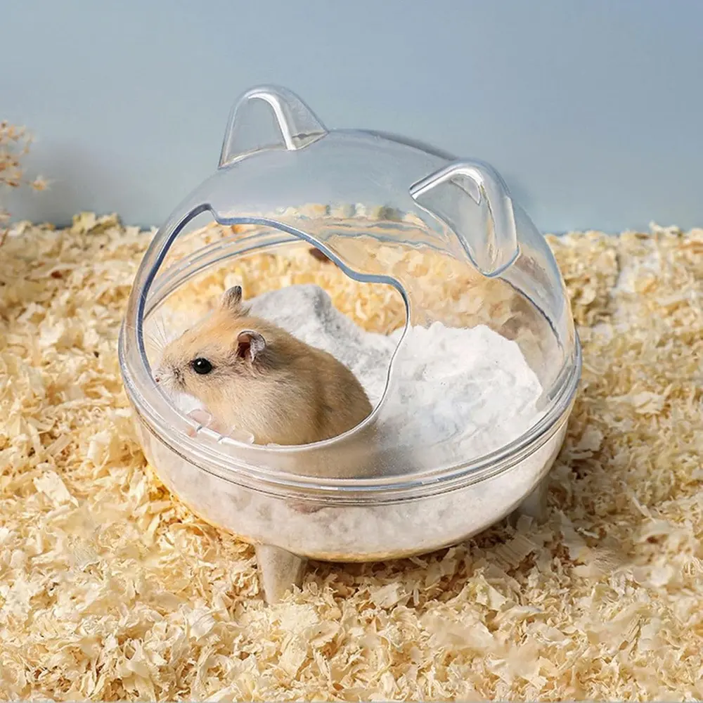 Colourtree Dust-Proof Sand Bath Basin for Hamsters Guinea Pigs & Gerbils Transparent Hamster Washing Container with Lip for Contained Sand Easy Clean with Scoop