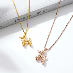Balloon puppy necklace glossy golden/silver/rose golden length adjustable female jewelry daily matching
