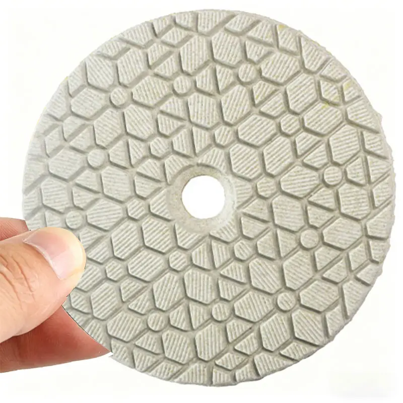 Huang Chang 4 Inch Diamond Polishing Pads with 5/8’’-11 Backer Pad, 4PCS Dry Granite Stone Polish Pad Kit for Drill, Grinder, Polisher, 1-3 Grit Polishing Pad for Concrete Marble Rock Countertop Quartz