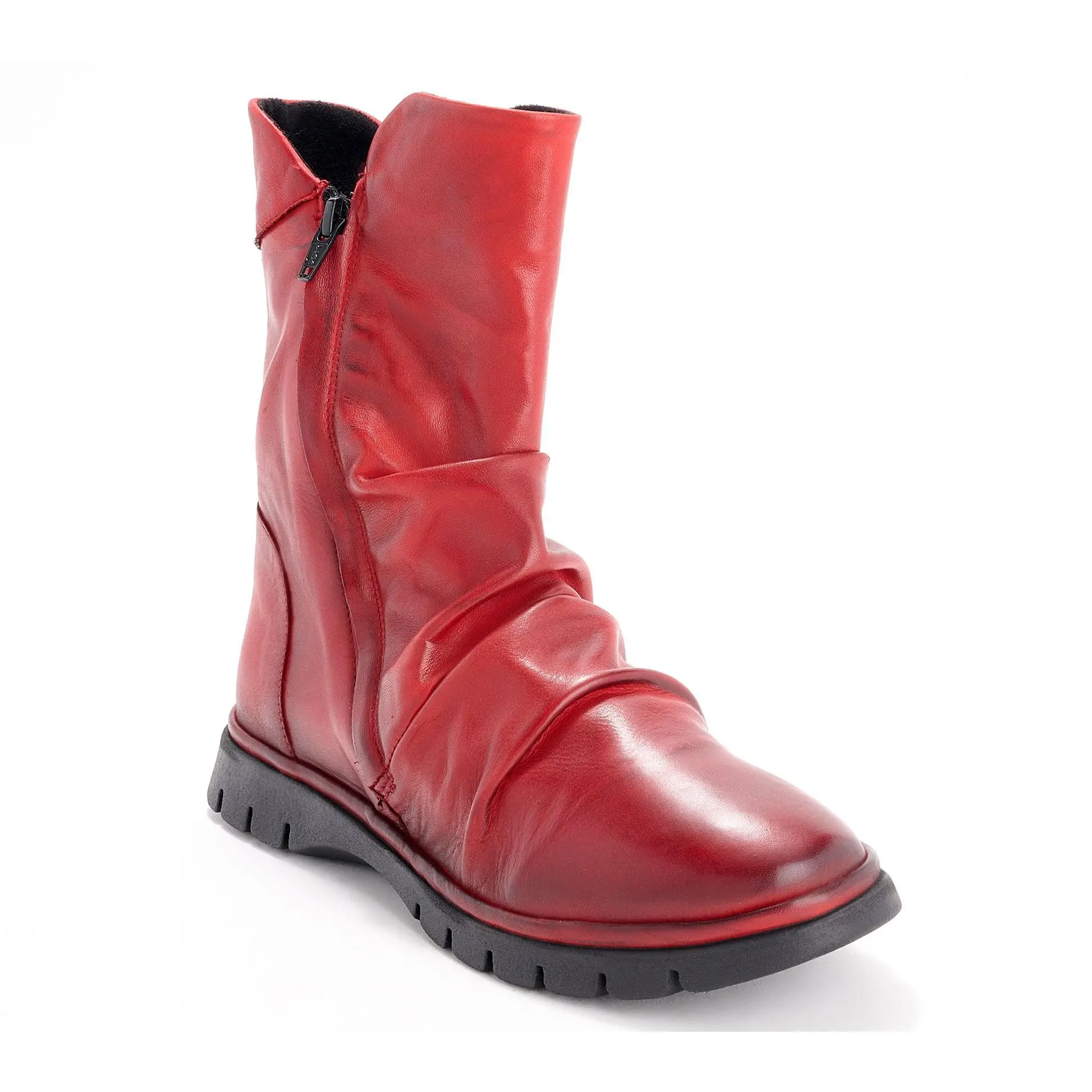 Miz Mooz Ruched Leather Mid-Shaft Boots - Delena