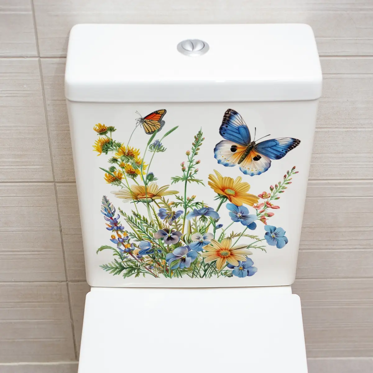A (30*30cm) floral spring toilet sticker, bathroom toilet decorative sticker, self-adhesive M10217