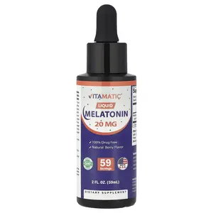 Vitamatic Liquid Melatonin, Natural Berry, 20 mg, 2 fl oz (59 ml)