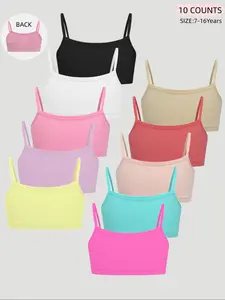 Cute Girls' Comfortable Daily Strapless Vest, Breathable Soft Single Layer Toddler Underwear, Casual Sports Student Teenage Bra
