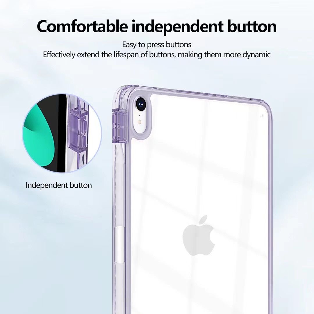 Clear iPad Case with Pencil Slot, High Transparent Slim Protective Cover for iPad 10.2", 10.9", 11", 12.9", 13", 9.7", 8.3" (Mini 6/7), Shockproof, Anti-Yellowing, Scratch Resistant, Precise Cutouts, Compatible with All iPad Generations