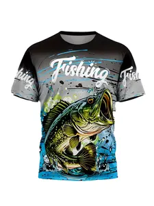 3D Printed Large Mouth Bass Fishing T-shirt - Outdoor Lure Breathable Quick-Drying Short Sleeve Daily Casual Wear Sports Top