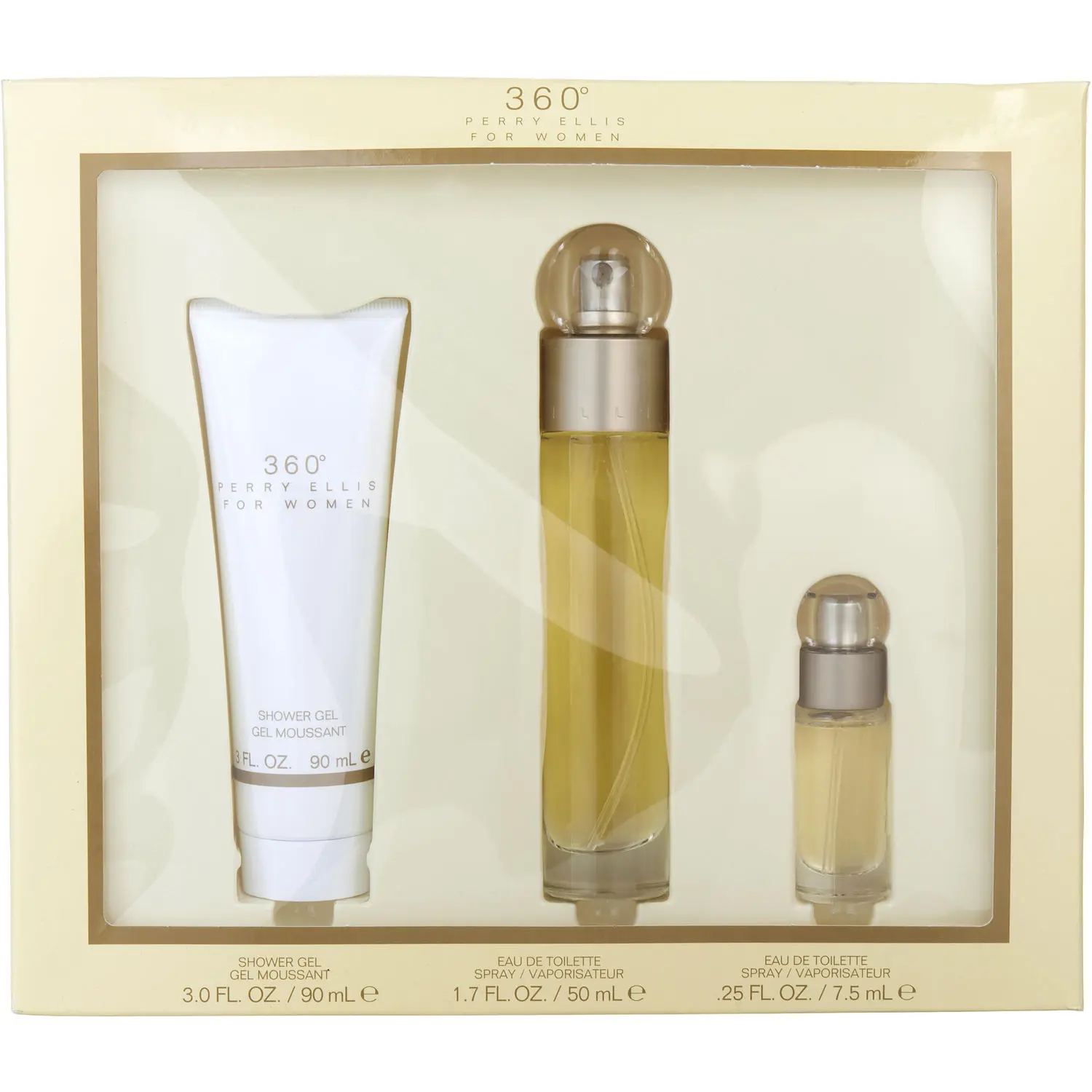 Perry Ellis 360 Set-Edt Spray 1.7 Oz & Shower Gel 3 Oz & Edt Spray 0.25 Oz For Women