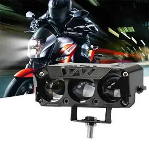 Car Trucks SUV UTV 12V 24V Mini Lens Headlight Driving Light Motorcycle LED Spotlight,Dual Color Hi/Low Beam Fog Lamp Front Led Light