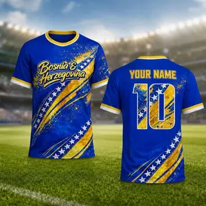 Custom Bosnia Jersey, Personalized Bosnia Herzegovina Soccer Jersey, Custom Name Number Tee