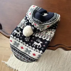 Migu PetWinter Warm Dog Sweater with Elk Snowflake Pattern - Cozy Pullover for Small Breed Dogs, Machine Washable Christmas Pet Outfit, for Pomeranian Chihuahua Yorkshire Terrier Shih Tzu, for Joint Dogs