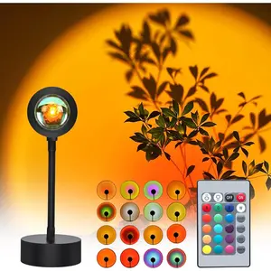 Sunset Lamp Projector, Sunset Light with 16 Colors Changing Projector LED Lights Floor Lamp Room Decor Night Light for Party Bedroom Decor, 360  Rotating Rainbow Sunlight Lamp