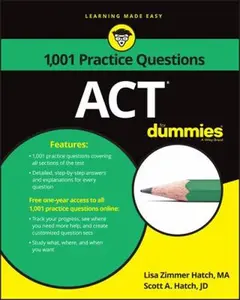 USED-ACT: 1,001 Practice Questions for Dummies by Hatch, Lisa Zimmer (Paperback)