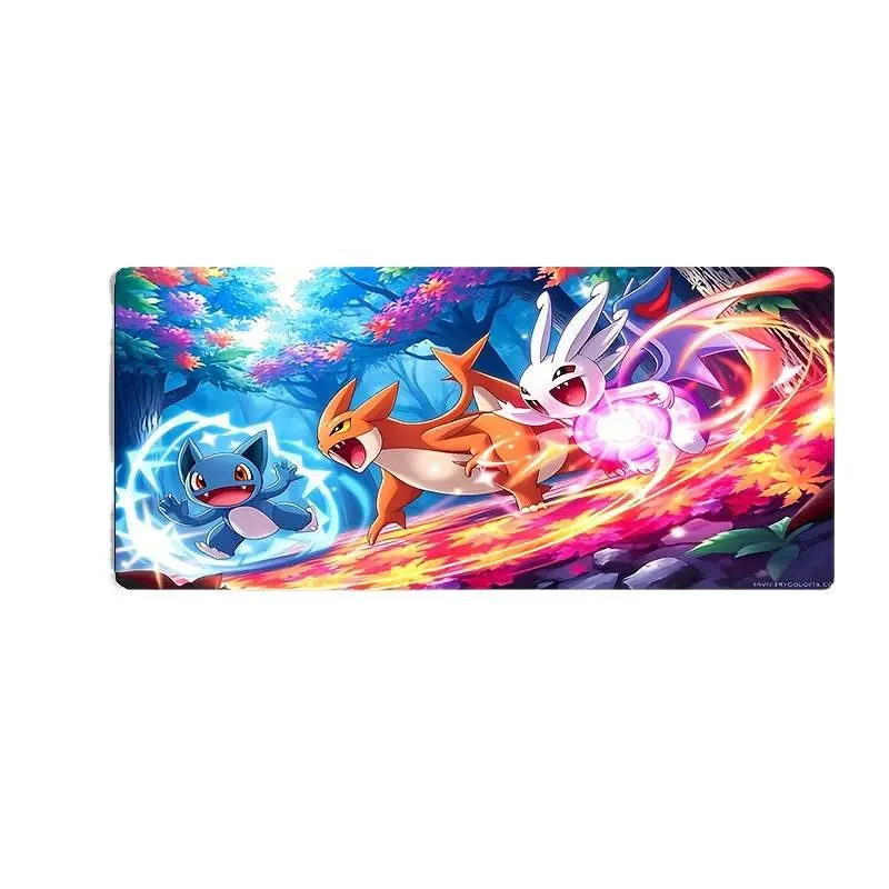 1 piece of esports gaming mouse pad with gorgeous patterns of forest fantasy beasts unleashing skills, large-size desk mat with non-slip and washable rubber base, office desk accessory, Size 24×12 inches