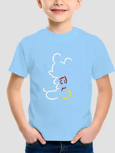 Boys' Fashion 2D Embossed Mickey Pattern T-Shirt, Cute Graphic Tee, Casual Streetwear, Trendy Design, Comfortable Fit, Daily Wear and Outdoor Activities