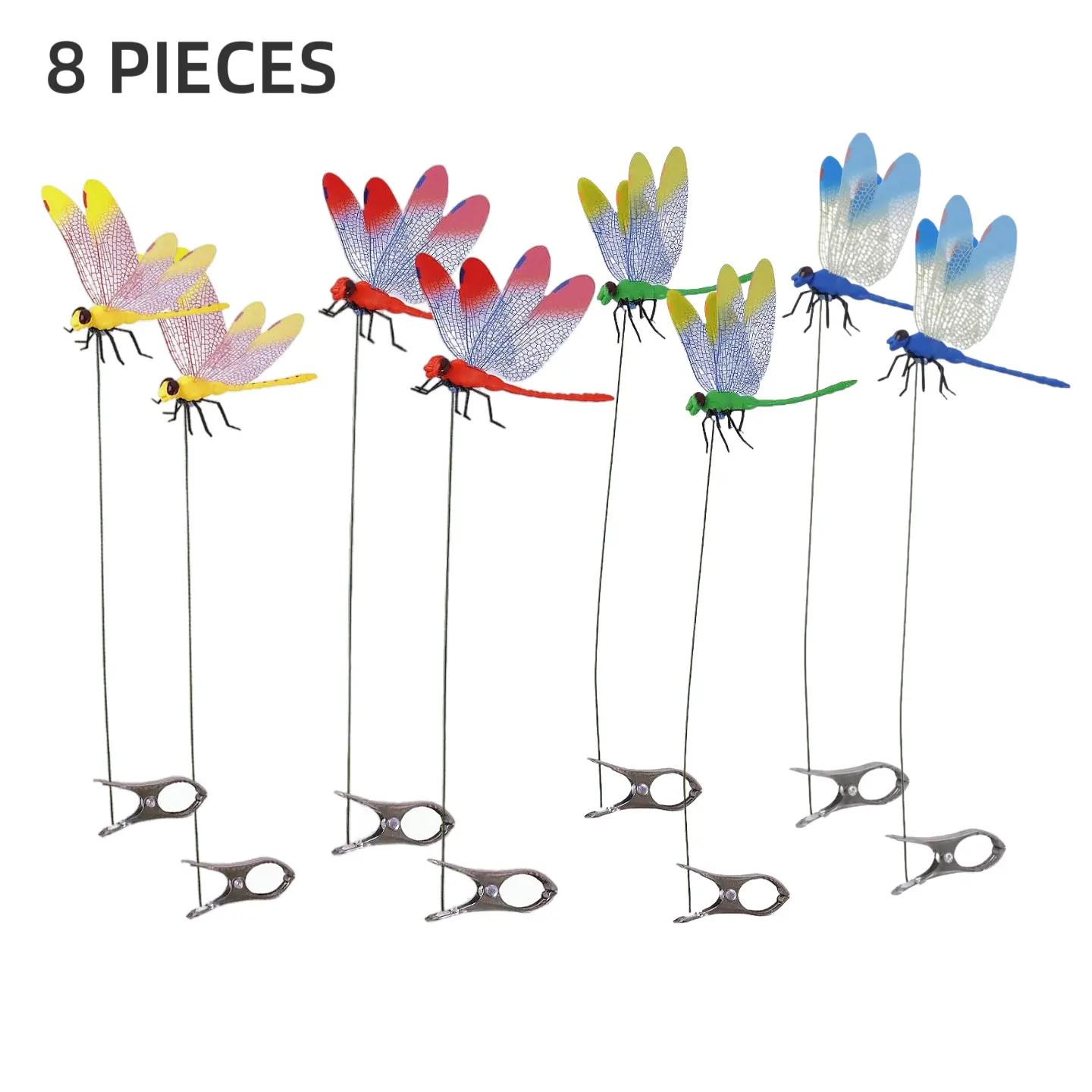 12 pieces of dragonfly insect traps, 3D artificial dragonfly hat traps, dragonfly garden decorations, dragonfly trap insect repellents, bird and fly prevention devices for gardens, terraces, and balconies, Metal Clip Mosquito Repellent Hat Clip，Fishing