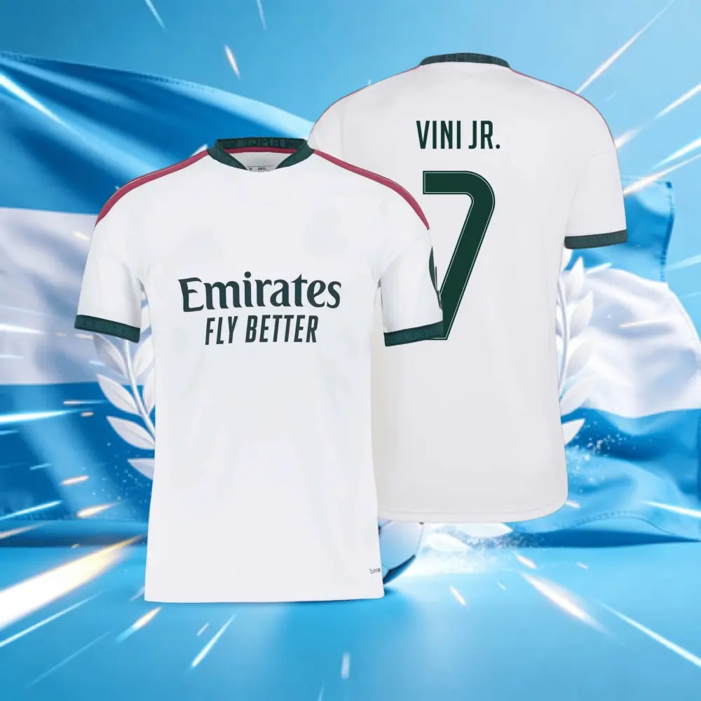 25 26 Home 7# VINI Short Sleeve Soccer Jersey Fans Version White