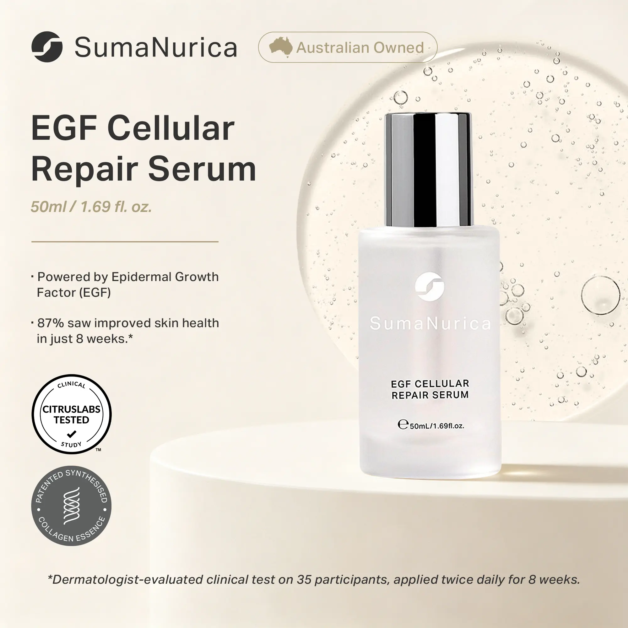 SUMANURICA Barrier Boost Serum with EGF Active & Bifida Ferment, Cellular Repair with Hyaluronic Acid for All Skin Types, 50ml, Enhancing Serum, Soft Skin, 50 Ml Bottles, Serums & Essences, Bifida Ferment Filtrate