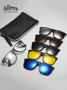 Unisex Square Frame Magnetic Clip on Anti Blue Light Sunglasses, Trendy Casual Tinted Lens Sunglasses for Everyday Use, Fashion Accessories for Outdoor Activities