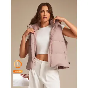 GLOWMODE Windproof Lightweight Stand Collar Padded Sleeveless Puffer Hoodie Vest With Side Pockets Daily Casual Outdoor