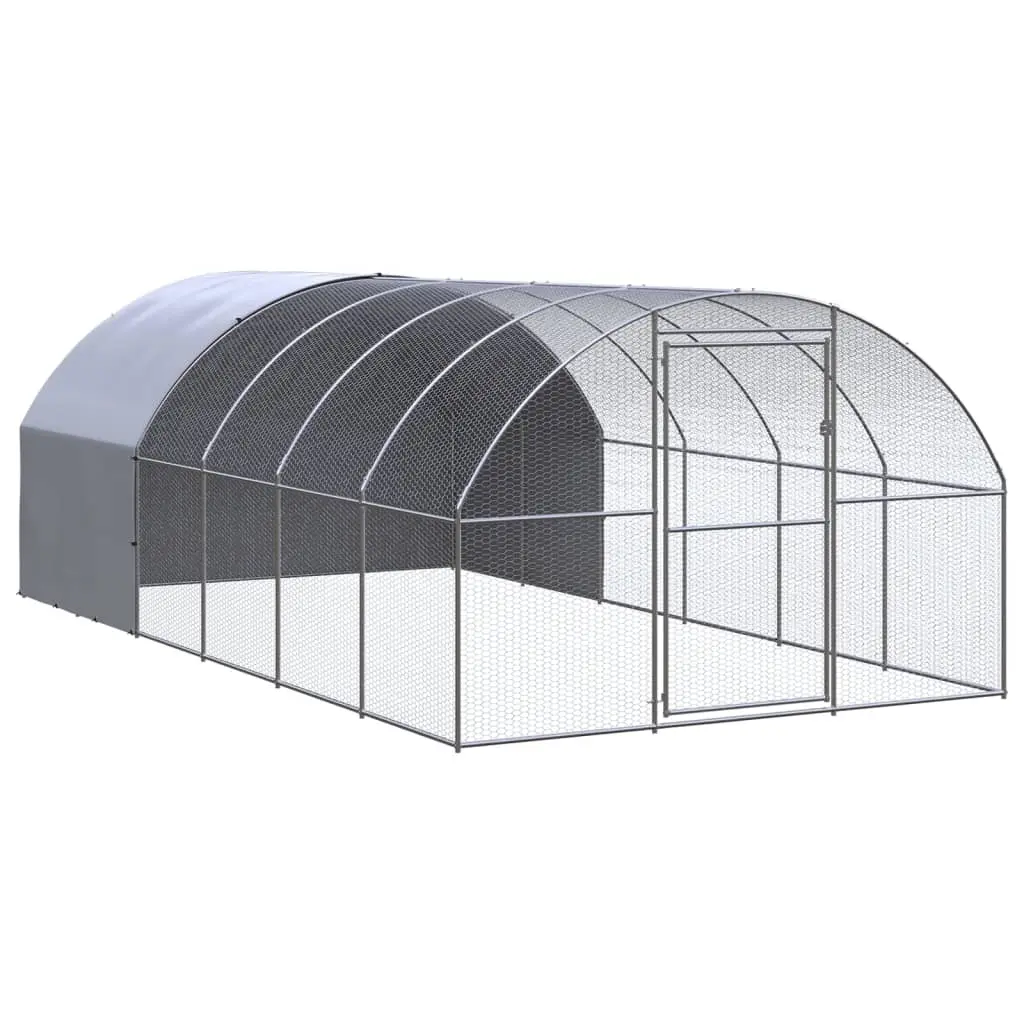 vidaXL Chicken Coop, Chicken Run Hen House, Battery Cage for Chickens Poultry, Easy to Assemble Chicken House Animal Cage, Galvanized Steel 3095474