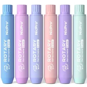 Nicpro 6 Pack Rotary Retractable Erasers Pen Style, Aesthetic Pastel Twist Erasers in Macaron Colors, Clean Erasing TPE Eraser for School Supplies, Office, Drawing & Journaling