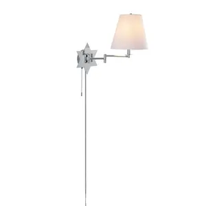 JONATHAN Y David 18.5" Modern French Country Swing Arm Plug-In or Hardwired Iron LED Star Wall Sconce with Pull-Chain and USB Charging Port