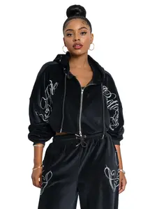 Velour Tracksuit Set - Black