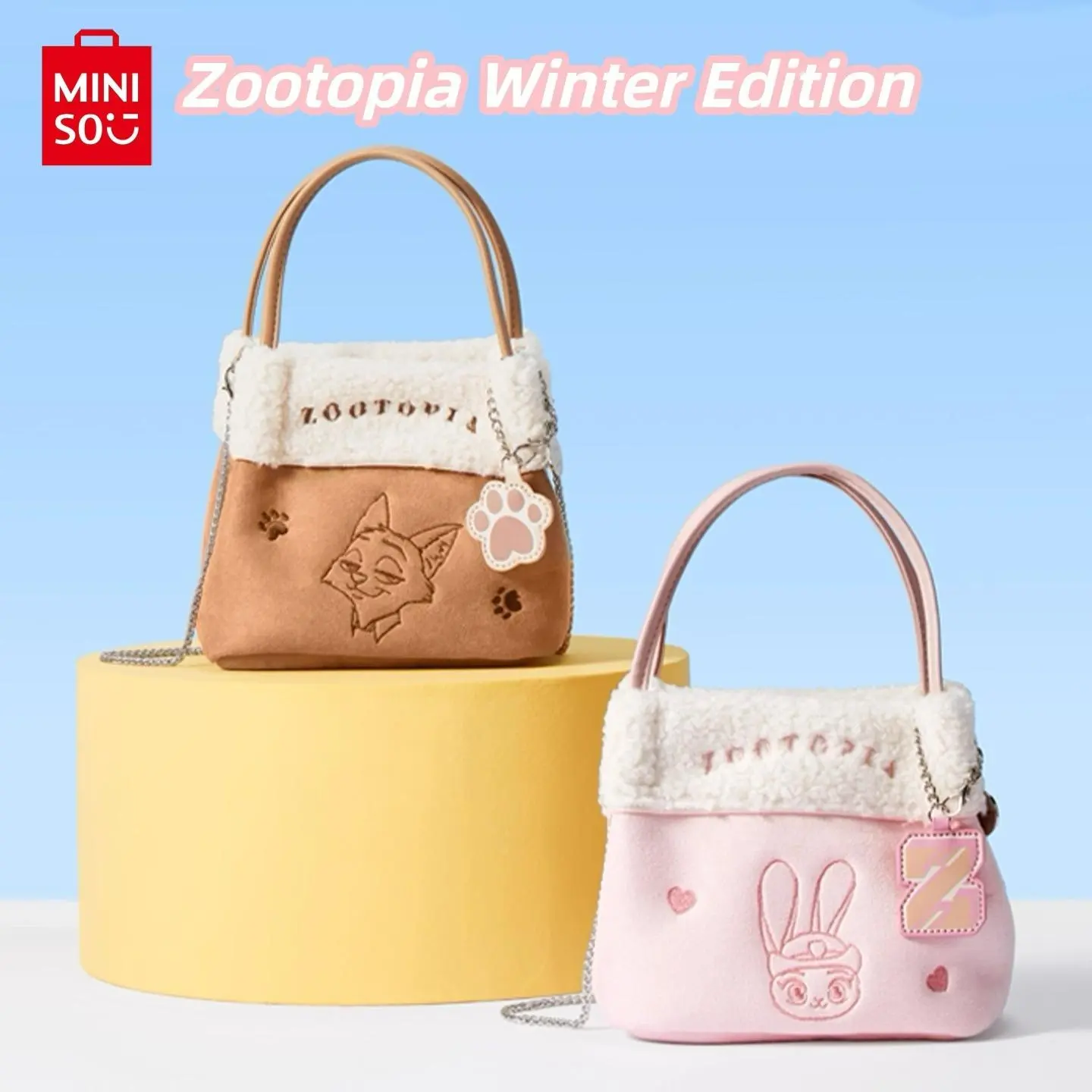 MINISO Disney Zootopia Plush Patchwork Crossbody Bag Crossbody Purse Winter Edition - Cute Exquisite Design for Daily Carry, Gift for Mom - Women's Handbag for Holiday Promotions
