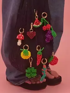 Fruit Series Apple Watermelon Pendant DIY Colorful Beads Series, 18k Gold Plated, Cute Style, All Seasons, No Choking Hazard