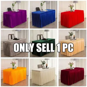 Table skirts for conferences, event tablecloths, wedding check-in table skirts, exhibition activities, office desk covers, Overlay table cover, red rectangular table skirts, European-style hotel stage setups, banquet rectangular table