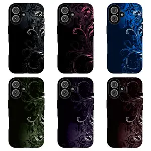 FL-Gothic Baroque Swirl Phone Case,Purple/Pink/Black/Blue/Green Ornate Floral Art Cover For iPhone 11 12 13 14 15 16 17 Air Pro Max for Samsung S26 S25 S24 S23 S22 S21 Case,Gift for her/him