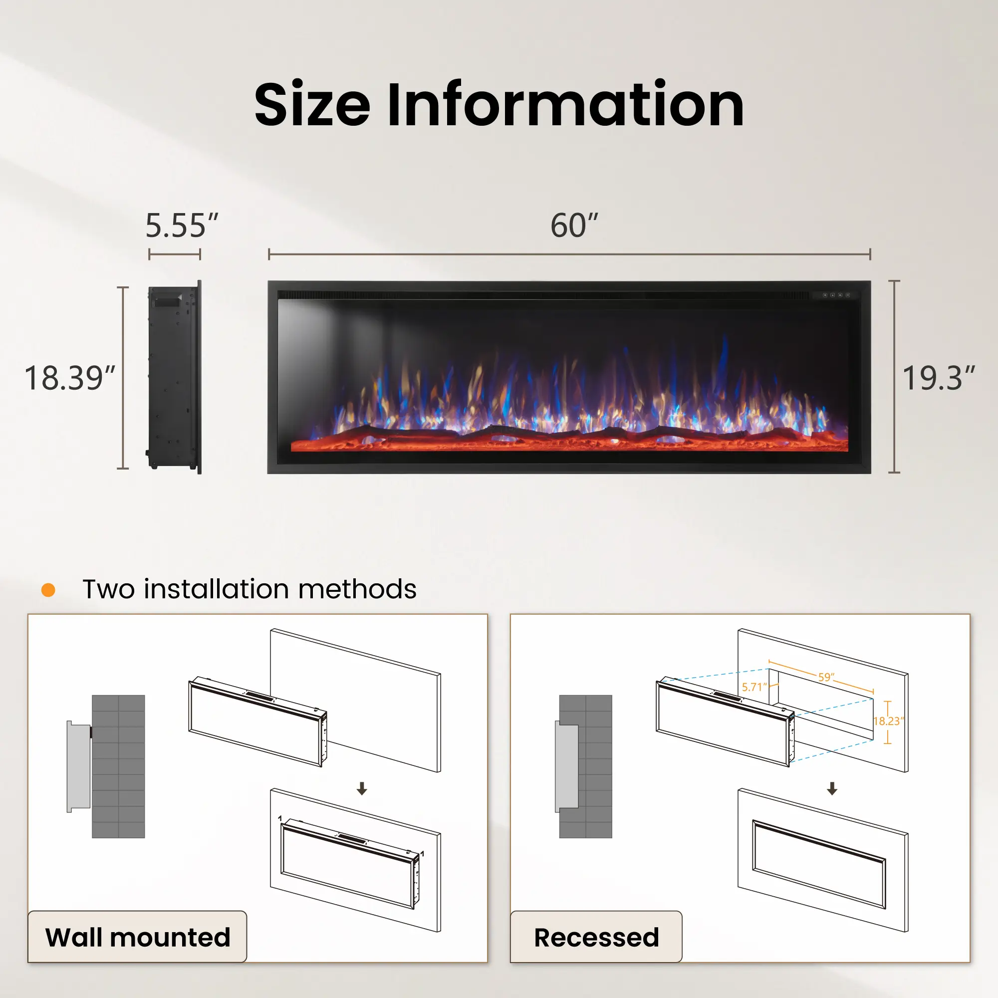 60" PRO (5.55"D X 60"W X 19.3"H) 