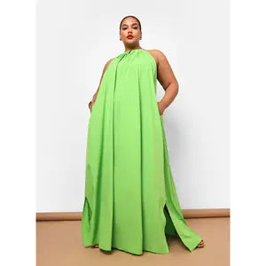 Ada Halter Maxi Shift Dress - Neon Green