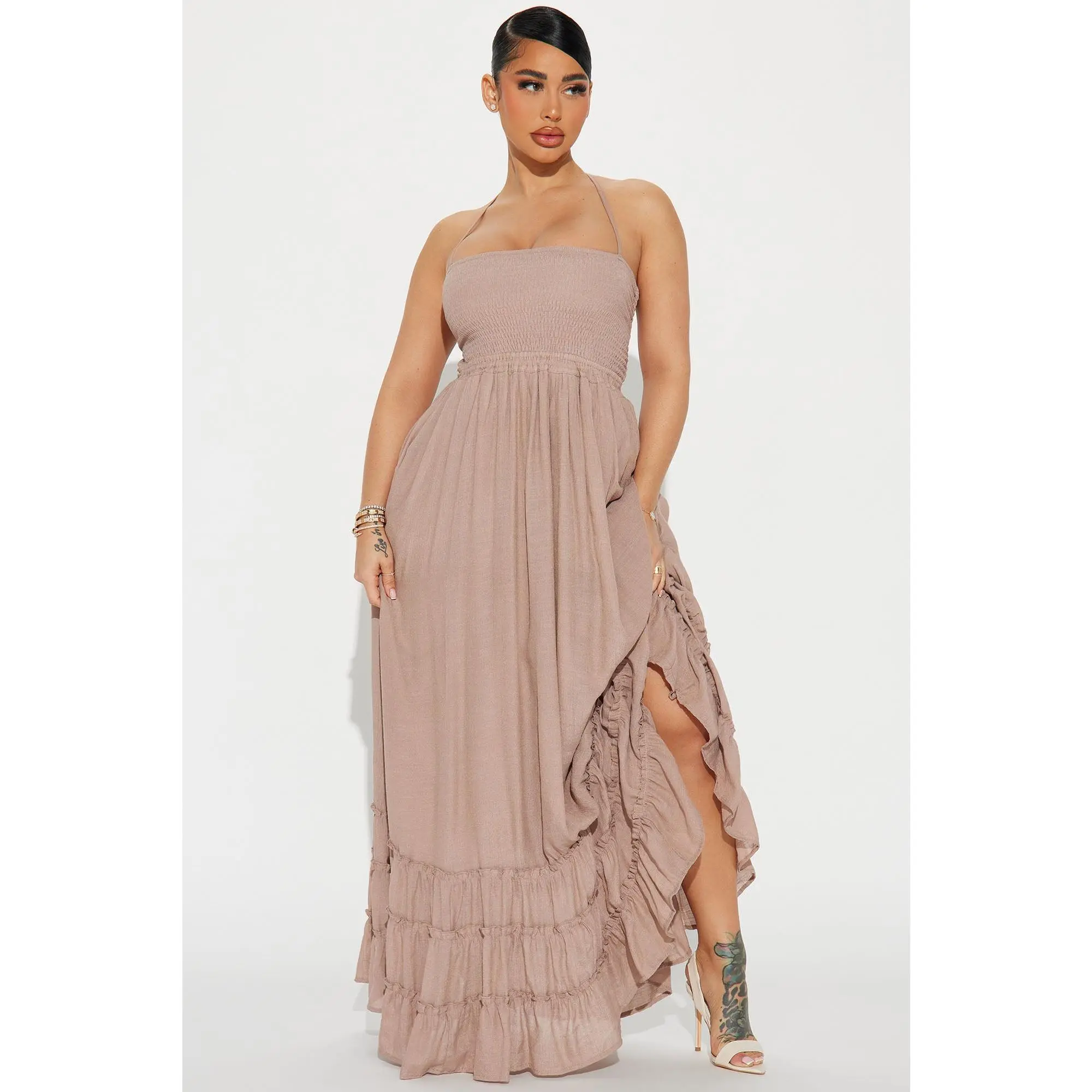 Hayley Halter Maxi Dress - Mocha