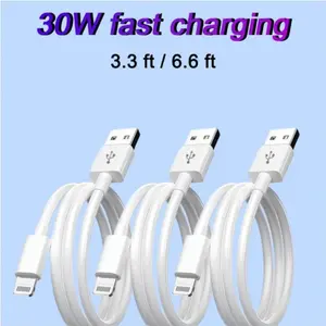 1/2/3 Pack MFi Certified Lightning to USB Fast Charging Data Sync Cable, with up to 480Mbps Data Transfer Speed, 6.6/3.3FT in Length, 2.4A Durable Charger Cord, Compatible with iPhone 14/13/12/11/XS/XR/X/8 and iPad