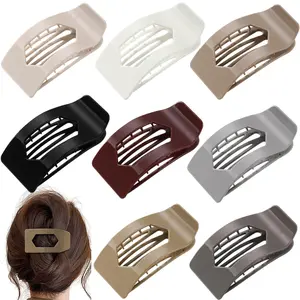 8 Pack Flat Hair Clips for Women – Glossy Neutral No-Slip Flat Claw Clips for Thick & Thin Hair, Large Strong Hold Square Rectangle Hair Accessories for Work & Stylish Fall Outfits