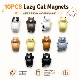 10pcs  Fridge Magnets Featuring Lounging Cats, These Adorable Decorative Magnets Are Personalized for Use on Kitchen Office Whiteboards, Storage Cabinets, And Dishwashers. They Make Great Kitchen And Home Decor, Perfect Holiday Gifts