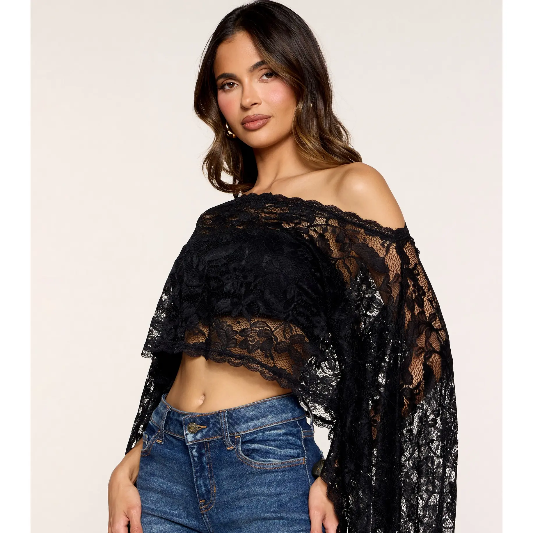 Soft Romance Floral Lace Poncho Top