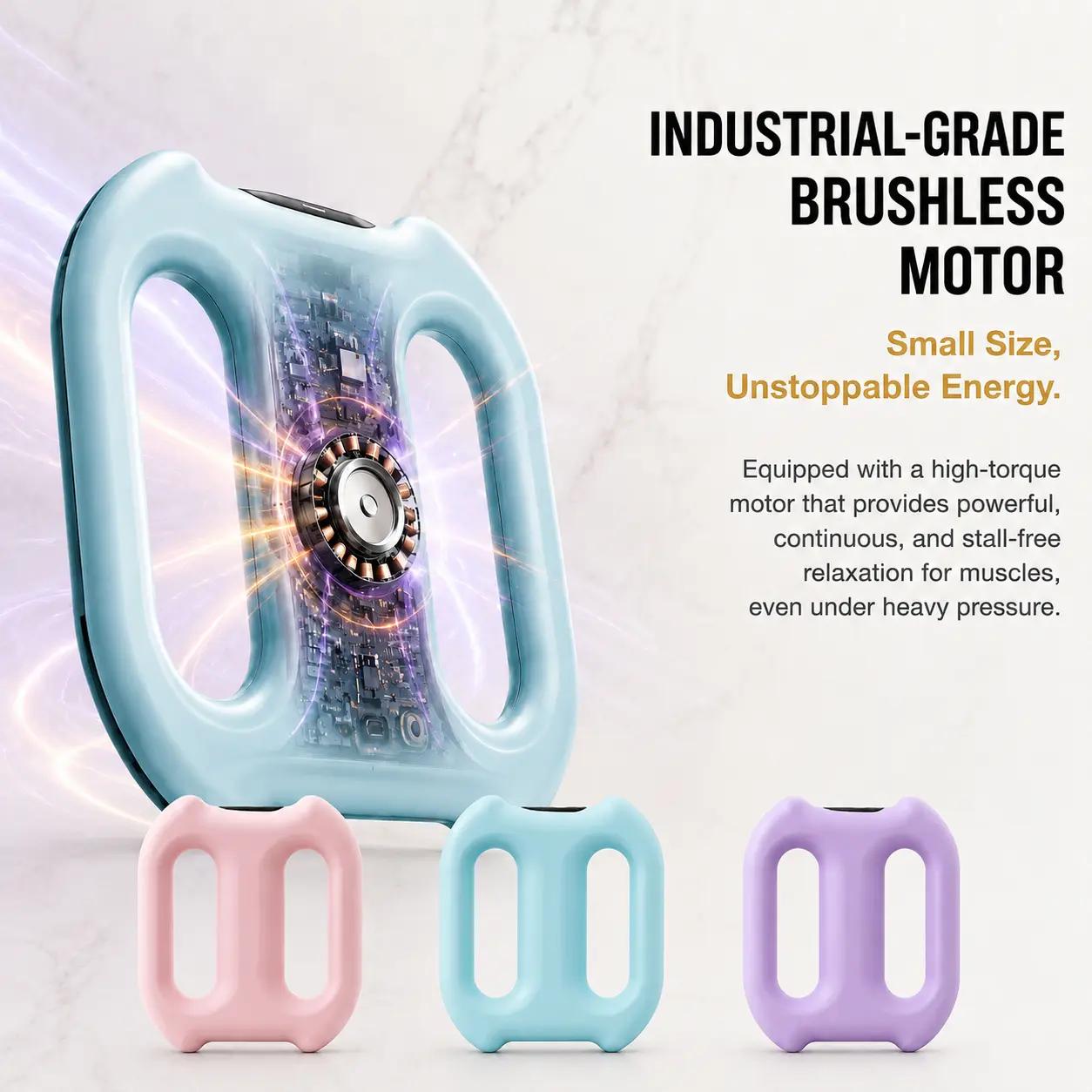 Pink Cordless Deep Tissue Percussion Massage Gun - Electric Dual-Ring Vibratory Back Massager, 3 Modes, 5 Intensity Levels, Belt-Included Handheld Full-Body Relaxation Device