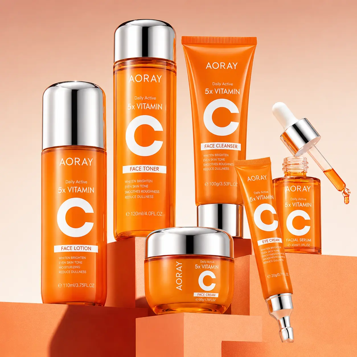 AORAY Vitamin C Skincare Set, 6-In-1 Skincare Kit for Moisturizing,Hydrating,Radiant Glow & Even Skin Tone - Daily Skincare, Best Gift/Korean skincare