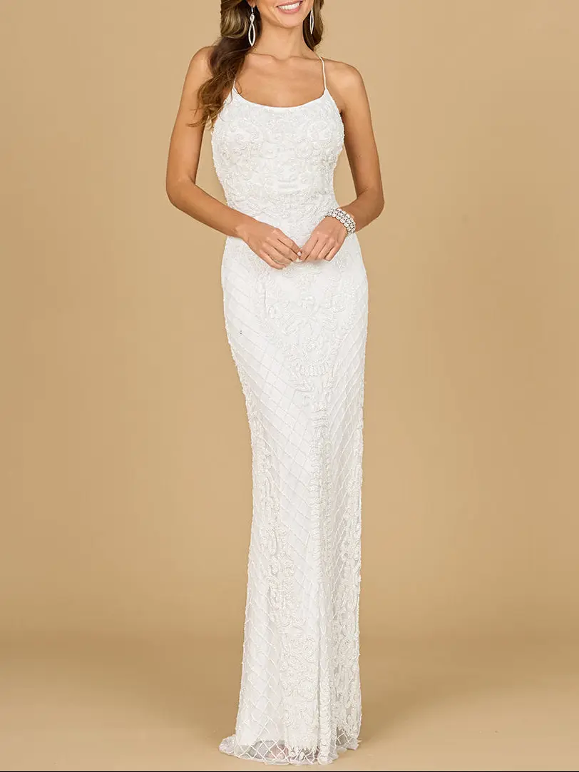 Scoop Neck, Open Back Beaded Bridal Gown