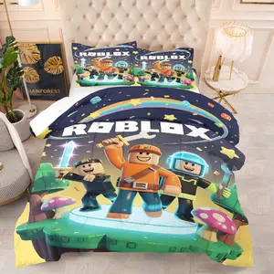 Roblox patterned quilt, containing 1 quilt and 1 or 2 core-free pillowcases, suitable for home or dormitory decoration, a perfect moving gift