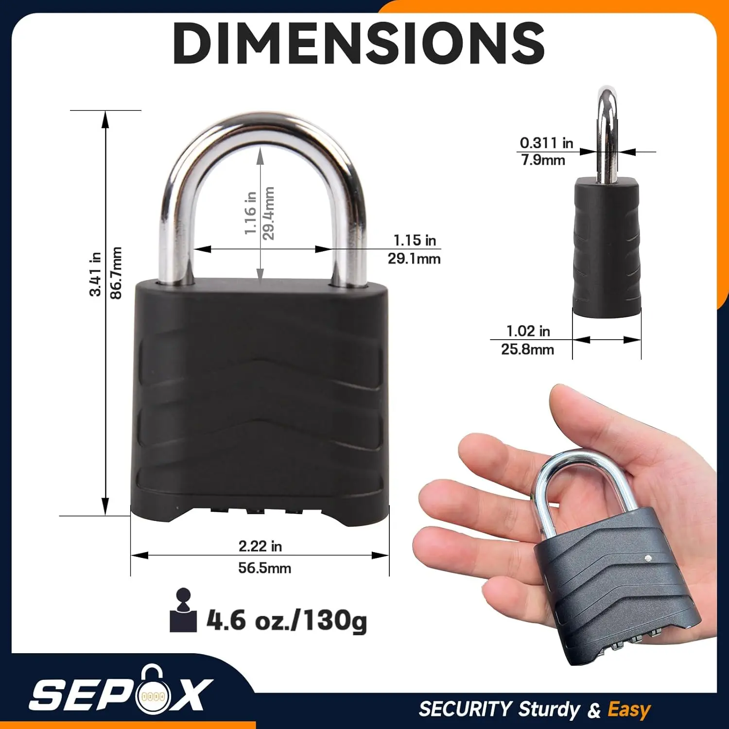 POX 2-Pack Large Combination Padlock, 2.2" (55mm) All-Weather 4-Digit Resettable Heavy-Duty High-Security Lock for Gates, School, Locker Room, Storage, Chain