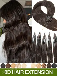 50 Strands Invisible Nano Ring Hair Extensions, 12-22 Inches Natural Long 8D Professional Salon Micro Loop Link Hair Extensions