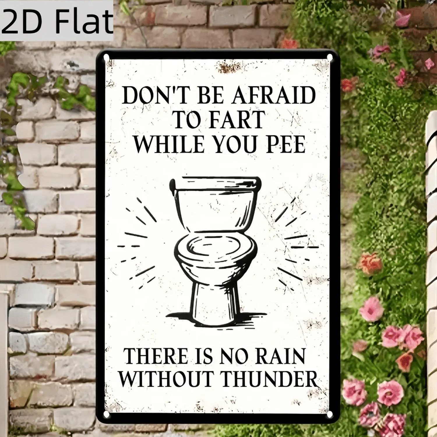Prints 2D Flat Funny Toilet Wooden "Don't Be Afraid to Burp While on the Toilet" Minimalist Wooden with English Text Humorous for Facades Suitable for Homes Cafes Bars Decorative Flat Artwork